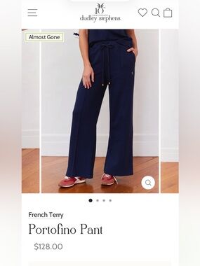 Dudley Stephens Portofino Navy Wide-Leg French Terry SweatPants XS NWT